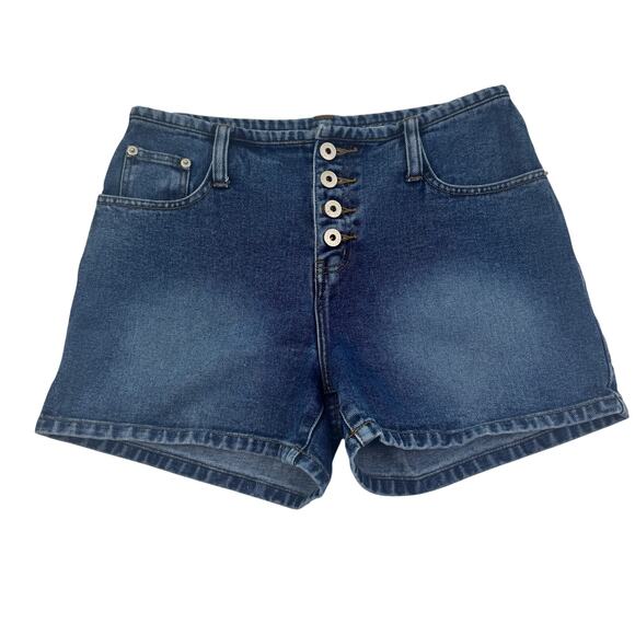 Carolina Blues Vintage Y2K Festival Concert Button Denim Shorts Women's Size 6 - Picture 1 of 4